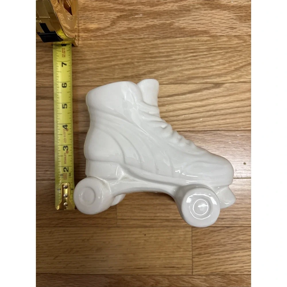 Ceramic Planter Flower Pot Vase Quad Roller Skate White Vintage 5.5